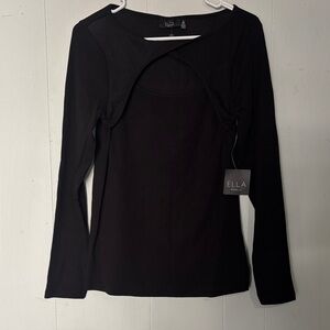 Ella Elegant Black Long Sleeve Top